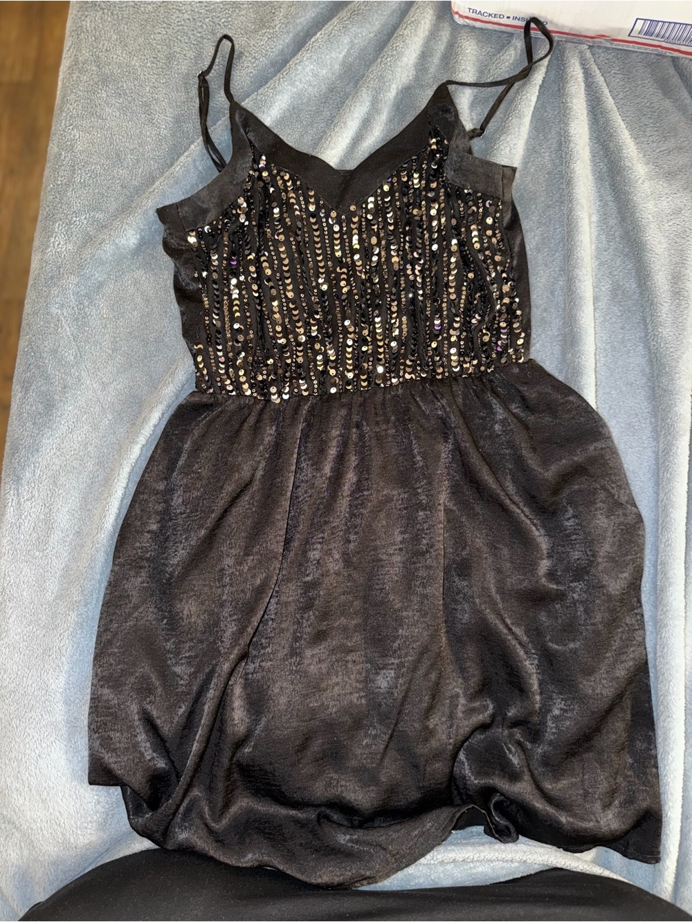 ANDREE BY UNIT Black Sequined Party Dress